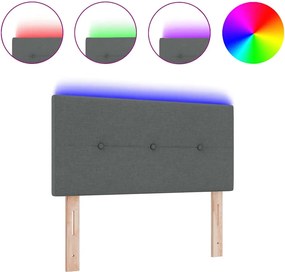 vidaXL LED κεφαλάρι με φώτα λωρίδας LED Σκούρο Γκρι 80 cm Πολυεστέρας
