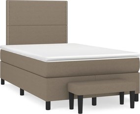 vidaXL Κρεβάτι Boxspring με Στρώμα Taupe 120x190 εκ. Υφασμάτινο
