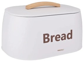 Κουτί ψωμιού Kinghoff KH 1947, 35 cm, Μεταλλικό σώμα, Ξύλινη λαβή, Λευκό