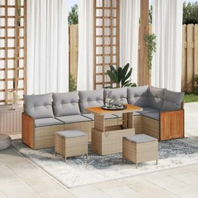 vidaXL Σετ Καναπέ Κήπου 9 pcs μπεζ και ανοιχτό γκρι 90 x 55 x 71 cm