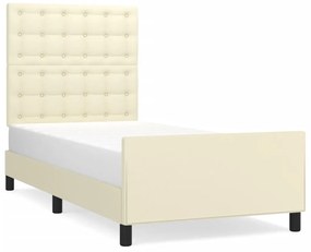vidaXL Πλαίσιο Κρεβατιού με Κεφαλάρι Κρεμ 90x200 εκ. Συνθετικό Δέρμα