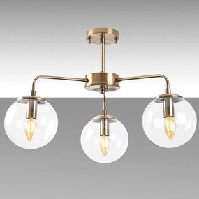Φωτιστικό Οροφής - Πλαφονιέρα Viran 942FLG1346 56x56x43cm 3xE14 40W Gold-Clear Opviq