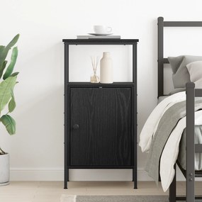 vidaXL Κομοδίνο Μαύρο Δρυς 41x31x80 εκ Επεξεργασμένο ξύλο