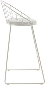 Σκαμπό μπαρ Seth pakoworld μέταλλο λευκό-μαξιλάρι PVC λευκό