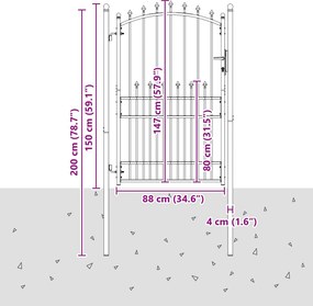 vidaXL Πύλη Φράχτη με Ακίδες EMMEN 100 x 200 cm