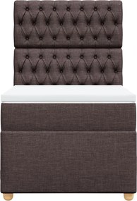 vidaXL Κρεβάτι Boxspring με Στρώμα Σκούρο Καφέ 90x190 εκ. Υφασμάτινο