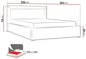 Κρεβάτι Pomona 100, Διπλό, Γκρι, 200x200, Ταπισερί, Τάβλες για Κρεβάτι, 220x223x93cm, 147 kg | Epipla1.gr