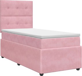 vidaXL Κρεβάτι box spring με στρώμα Ροζ 100 x 200 cm Βελούδο