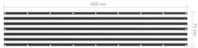 vidaXL Διαχωριστικό Βεράντας Ανθρακί/Λευκό 75 x 400 εκ. Ύφασμα Oxford