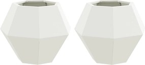 vidaXL Γλάστρα 2 τμχ. Λευκό 50 x 50 x 40 cm Ατσάλι