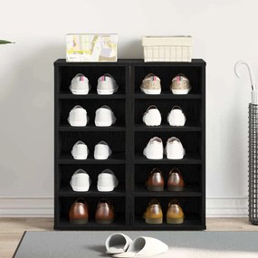vidaXL Ντουλάπα Παπουτσιών 2 τεμ Μαύρη Δρυς 32x35x70 εκ Επεξεργασμένο Ξύλο