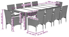 ΣΕΤ ΤΡΑΠΕΖΑΡΙΑΣ ΚΗΠΟΥ 11ΤΕΜ. ΓΚΡΙ ΣΥΝΘ.ΡΑΤΑΝ/ΓΥΑΛΙ ΜΕ ΜΑΞΙΛΑΡΙΑ 3278736