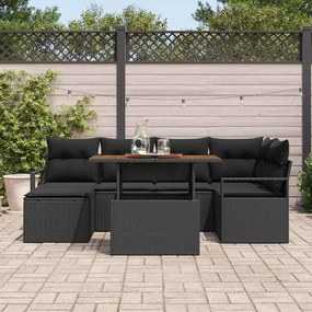 vidaXL Σετ Καναπέ Κήπου με αποθήκευση 7 pcs Μαύρο Πολυ ράταν