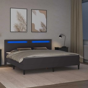 vidaXL Σκελετός κρεβατιού με στρώμα Γκρι 180 x 200 cm Τεχνητό Δέρμα