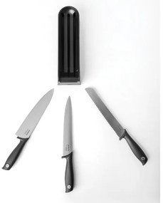Brabantia 1001176 Σετ Μαχαίρια με Βάση από Ανοξείδωτο Ατσάλι 3τμχ Tasty+ Dark Grey