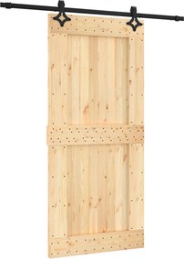 vidaXL Συρόμενη Πόρτα Φυσικό και Μαύρο 95 x 210 cm