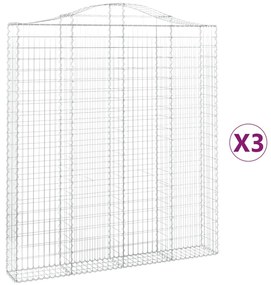 vidaXL Συρματοκιβώτια Τοξωτά 3 τεμ. 200x30x220/240 εκ. Γαλβαν. Ατσάλι