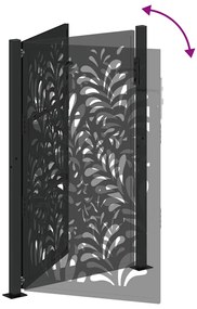 Πύλη κήπου Μαύρη 105x155 cm Ατσάλινο σχέδιο κύματος - Μαύρο