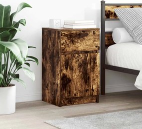 vidaXL Κομοδίνα 2 τεμ. Καπνιστή Δρυς 39x35x65 εκ. Επεξεργ. Ξύλο