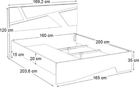 Κρεβάτι Efes Megapap χρώμα γκρι σκυροδέματος 160x200εκ.