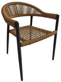 MADISON Πολυθρόνα Βεράντας- Κήπου, ALU Ανθρακί, Rope Wicker Φυσικό, Στοιβαζόμενη 58x56x78cm