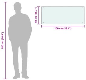 vidaXL Πλάτη Κουζίνας Λευκή 100 x 40 εκ. από Ψημένο Γυαλί