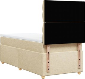 vidaXL Κρεβάτι Boxspring με Στρώμα Κρεμ 90x190 εκ.Υφασμάτινο