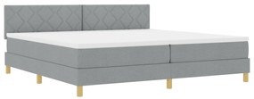 vidaXL Κρεβάτι με Στρώμα & LED Ανοιχτό Γκρι 200x200 εκ. Ύφασμα