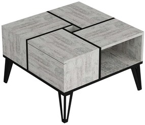 Τραπέζι Σαλονιού Nirvana 505CRL1414 71,8x71,8x43,8cm Crystal White-Black