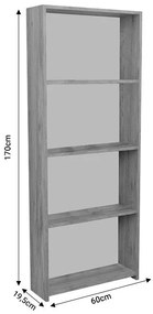 Βιβλιοθήκη Fren oak-λευκό μελαμίνης 60x19.5x170εκ 60x19.5x170 εκ.