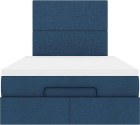 vidaXL Οθωμανικό κρεβάτι με στρώμα μπλε 120x200cm ύφασμα