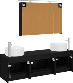 vidaXL Σετ Επίπλων Μπάνιου 4 pcs Μαύρη Δρυς