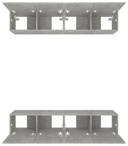 vidaXL Έπιπλα Τηλεόρασης 4 τεμ. Γκρι Σκυρ. 80x30x30 εκ. Επεξ. Ξύλο