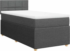 vidaXL Κρεβάτι Boxspring με Στρώμα Σκούρο Γκρι 90x200 εκ. Υφασμάτινο