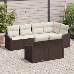 vidaXL Σετ Καναπέ Κήπου 7 pcs Καφέ Πολυ ράταν