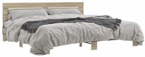 vidaXL Πλαίσιο Κρεβατιού Sonoma Δρυς 200x200 εκ. Επεξ. Ξύλο &amp; Μέταλλο