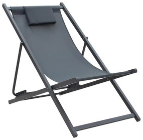 Professional chaise longue Corte beech alouminum textilene anthracite 61x102x92 εκ.