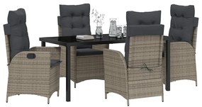 vidaXL Σέτ φαγητού για κήπο με μαξιλάρι 5 pcs Γκρι συνθετικό ρατάν