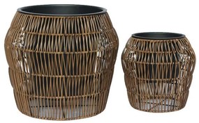 Σετ Κασπώ 2 τεμ Poly Rattan FL22157 Fylliana Καφέ 42x42x38 εκ. & 28x28x28 εκ. 42x42x38 εκ.
