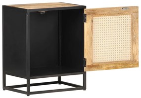 vidaXL Κομοδίνο 40x30x50εκ Ακατέργαστο Ξύλο Μάνγκο/Φυσικό Ζαχαροκάλαμο