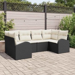 vidaXL Σετ Καναπέ Κήπου με μαξιλάρι 6 pcs Μαύρο Πολυ Ρατάν