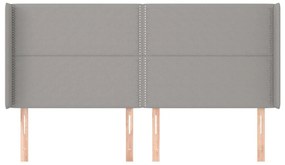 Κεφαλάρι με Πτερύγια Ανοιχτό Γκρι 163x16x118/128 εκ. Υφασμάτινο - Γκρι
