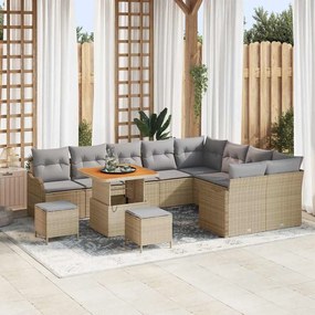 vidaXL Σετ Καναπέ Κήπου 12 pcs Μπεζ συνθετικό ρατάν