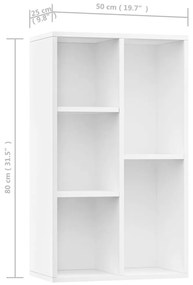 Ραφιέρα / Βιβλιοθήκη Λευκή 50 x 25 x 80 εκ. από Επεξ. Ξύλο - Λευκό