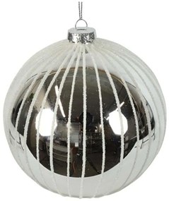 Χριστουγεννιάτικη Μπάλα Ριγέ 013.811520 Φ10cm Silver