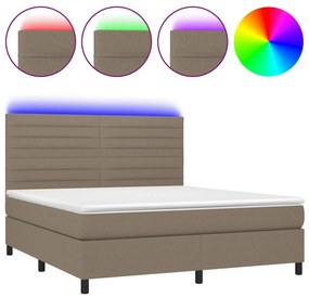 vidaXL Κρεβάτι Boxspring με Στρώμα &amp; LED Taupe 180x200 εκ. Υφασμάτινο