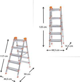 Σκάλα Double Step Perilla μεταλλική 5+5 σκαλοπάτια 117εκ.