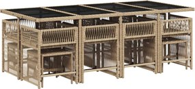 vidaXL Σετ Τραπεζαρίας Κήπου 13 τεμ. Μπεζ Συνθ. Ρατάν με Μαξιλάρια