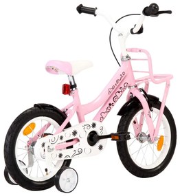 Ποδήλατο Παιδικό Λευκό/Ροζ 14 Ιντσών με Μπροστινή Σχάρα - Ροζ
