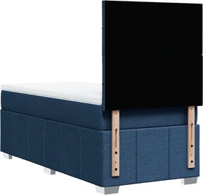 vidaXL Κρεβάτι Boxspring με Στρώμα Μπλε 100 x 200 εκ. Υφασμάτινο